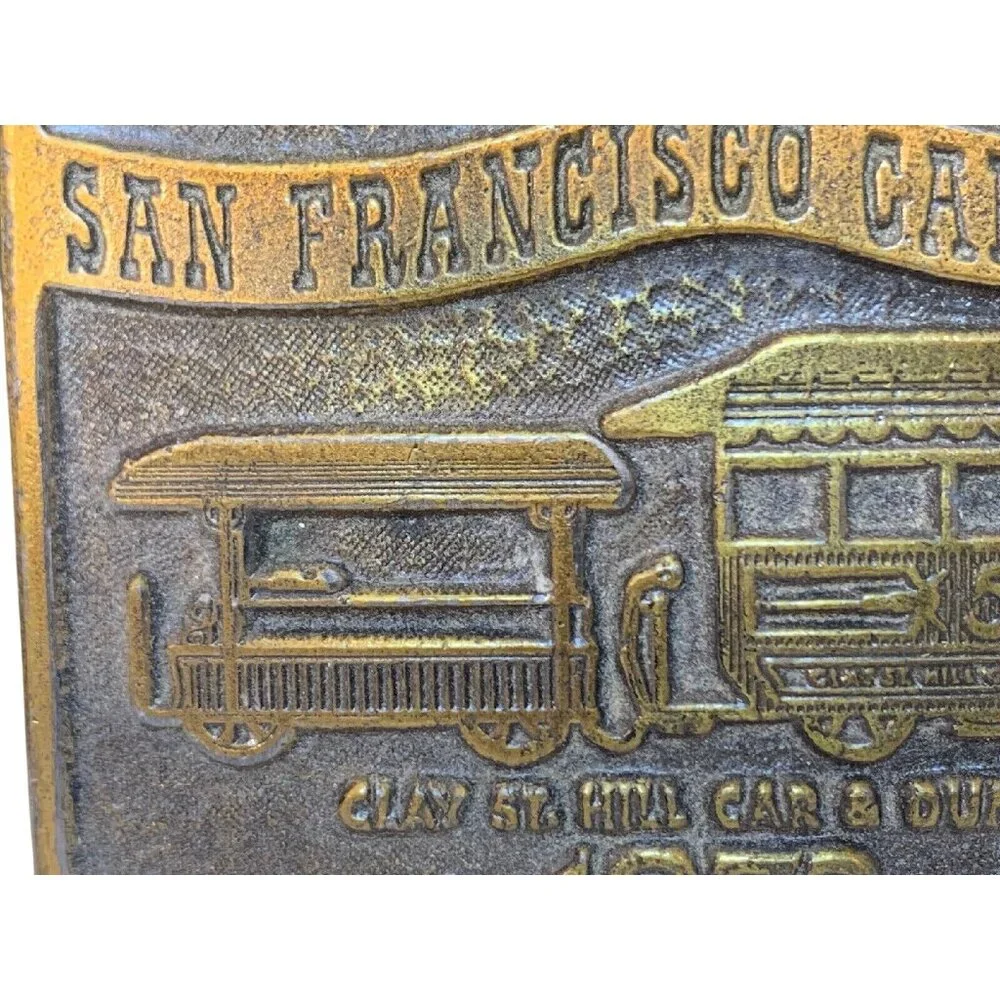 Vintage 1973 San Francisco Cable Car Clay St. Hill Brass Belt Buckle (1154) - Picture 2 of 4